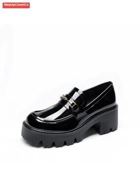 Womens Platform Chunky Loafers Memory Foam Slip-On Casual Dress Shoes